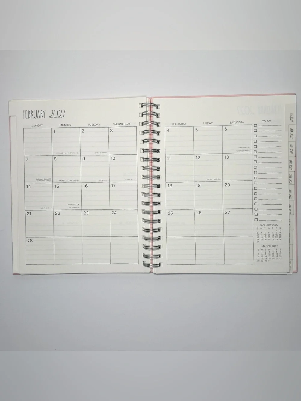Rae Dunn 2026-2027 Large Size 17-month Planner MAKE IT HAPPEN (White/Pink)